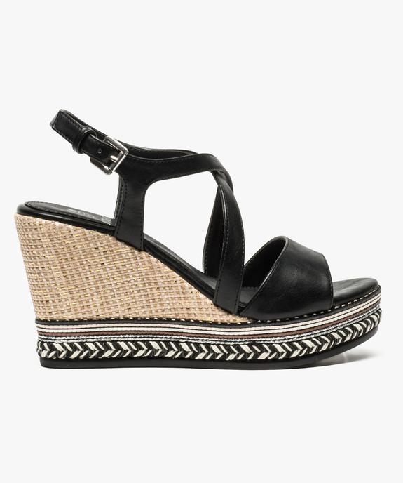 Nu-pieds à talon compensé en raphia et paillettes vue1 - GEMO(URBAIN) - GEMO