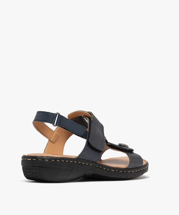 Sandales confort dessus cuir pailleté fermetures à scratch femme vue4 - G'FLEX - GEMO