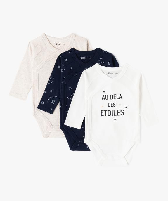 Body croisé à manches courtes en coton biologique bébé (lot de 3) vue1 - GEMO 4G BEBE - GEMO