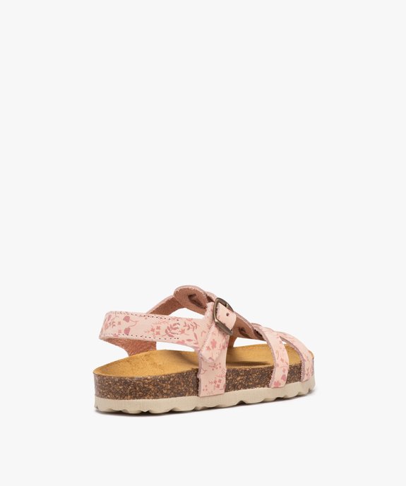 Sandales fille dessus en cuir velours à motifs fleuris et bride à boucle - NA! vue4 - NA! - GEMO