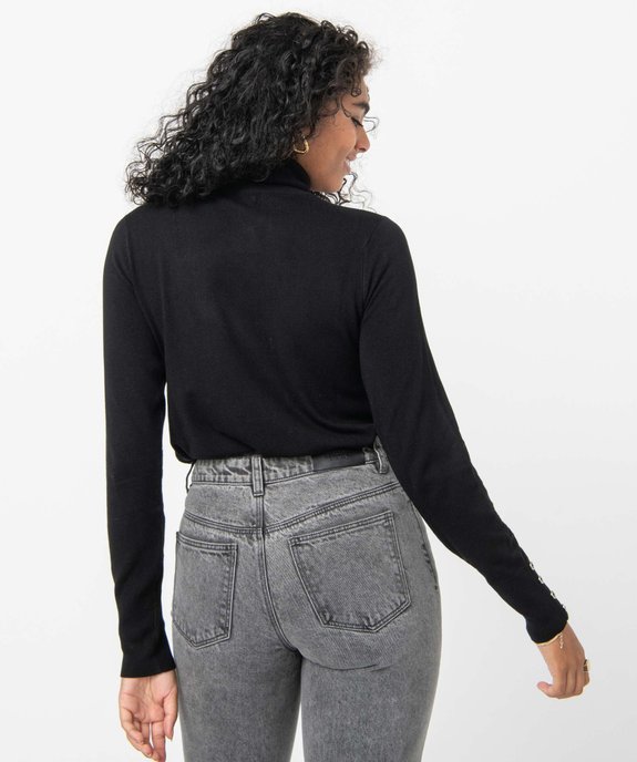 Pull femme en maille fine à col roulé vue3 - GEMO 4G FEMME - GEMO