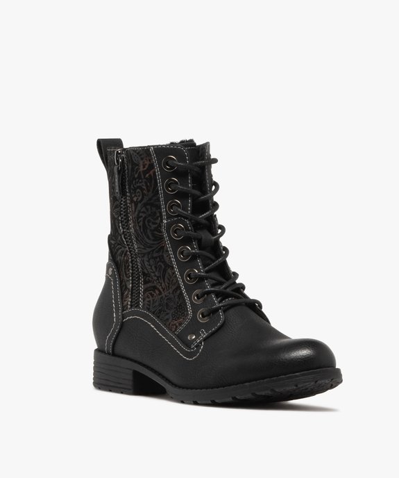 Bottines femme fourrées avec détails brodés à zip et à lacets vue3 - GEMO (CASUAL) - GEMO