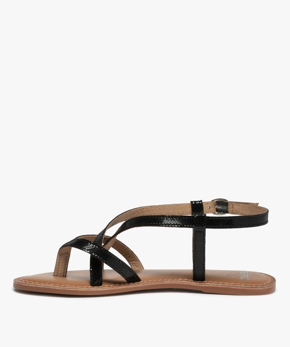 Sandales plates avec fines brides en cuir femme vue3 - FOLLOW ME - GEMO