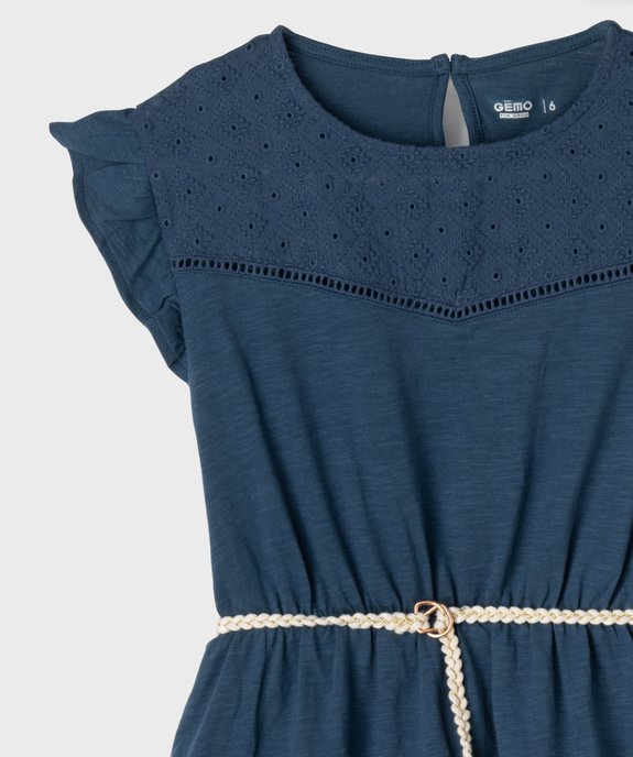 Robe fille en maille avec buste brodé et manches à volants vue2 - GEMO 4G FILLE - GEMO