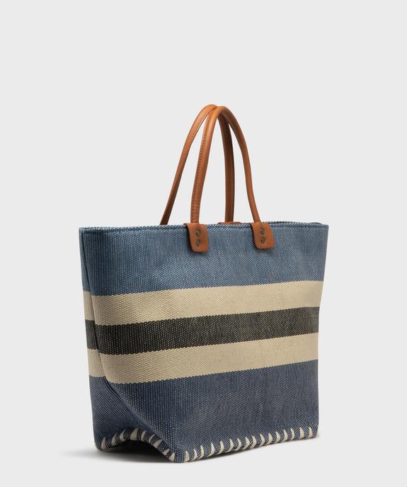 Sac cabas en paille de papier rayée femme vue2 - GEMO (ACCESS) - GEMO
