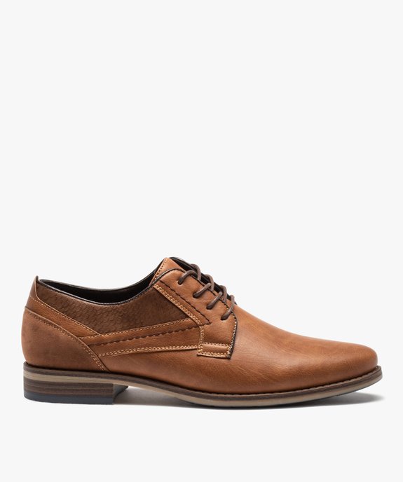 Derbies homme unis à empiècements texturés vue1 - GEMO(URBAIN) - GEMO