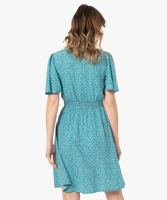 Robe femme à manches courtes et ceinture smockée vue3 - GEMO(FEMME PAP) - GEMO