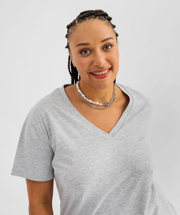 Tee-shirt manches courtes à col V femme grande taille vue2 - GEMO 4G GT - GEMO