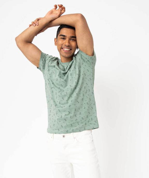 Tee-shirt homme manches courtes à micro motifs palmiers vue2 - GEMO (HOMME) - GEMO
