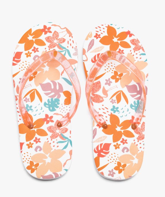 Tongs fille à brides pailletées et semelle imprimée vue1 - GEMO (ENFANT) - GEMO