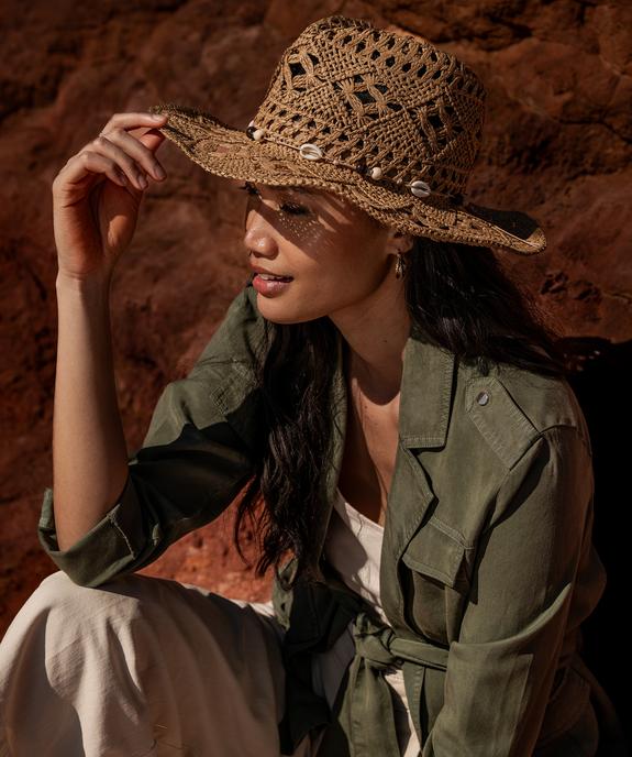 Chapeau capeline en paille de papier tressé femme vue3 - GEMO (ACCESS) - GEMO