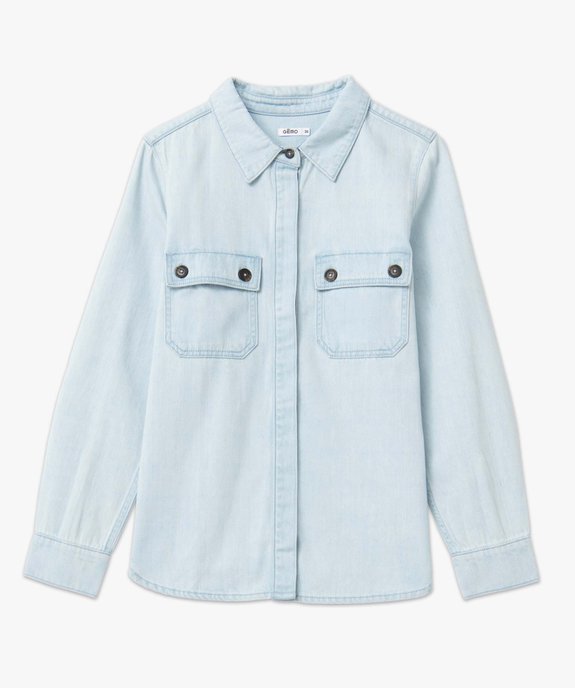 Chemise femme en jean délavé avec poches poitrine vue4 - GEMO 4G FEMME - GEMO