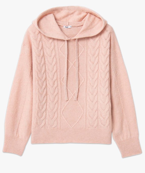 Pull femme à capuche en maille fantaisie vue4 - GEMO(FEMME PAP) - GEMO