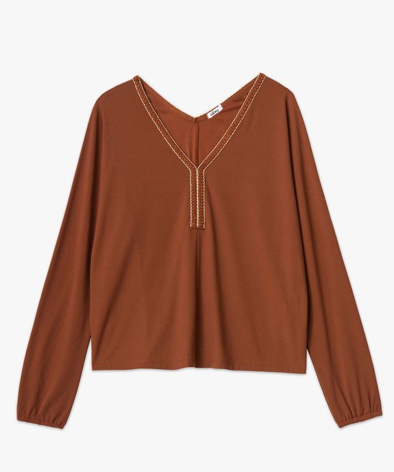 Tee-shirt femme à manches longues et encolure fantaisie vue4 - GEMO(FEMME PAP) - GEMO