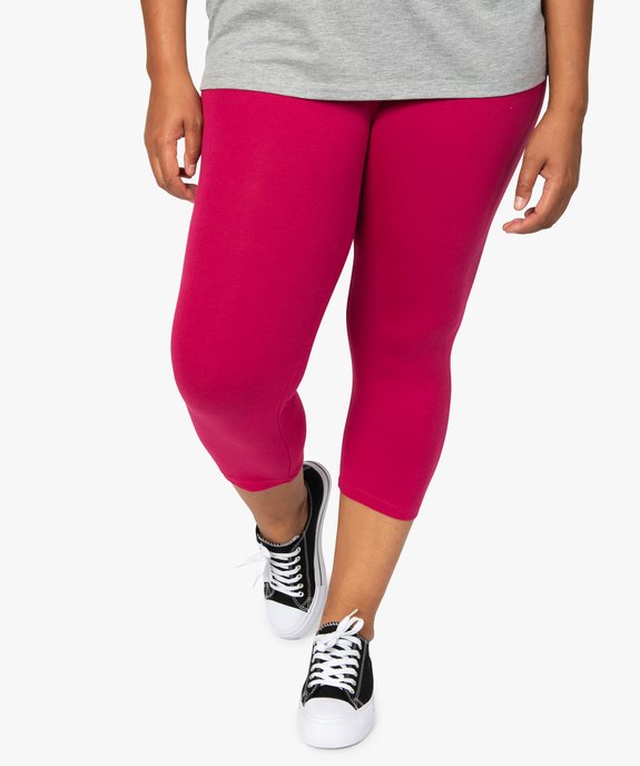 Pantacourt femme grande taille en maille unie et taille élastiquée vue1 - GEMO 4G GT - GEMO