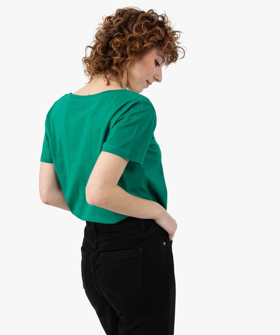 Tee-shirt femme à manches courtes avec col V vue3 - GEMO(FEMME PAP) - GEMO