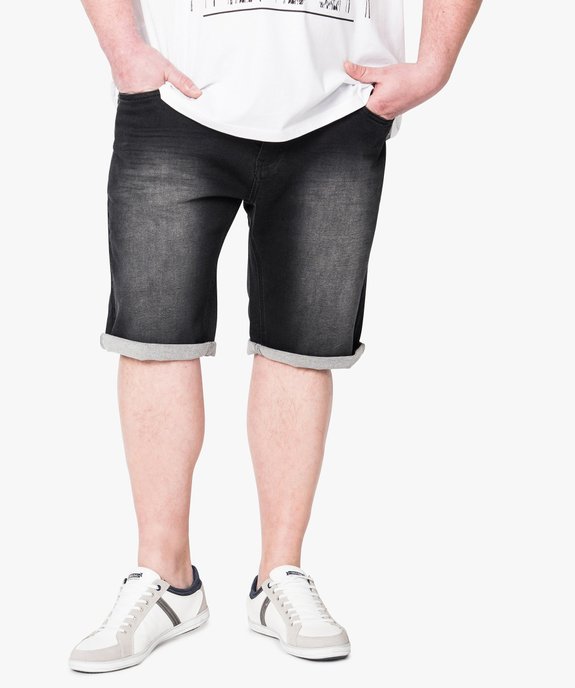 Bermuda en denim à ourlets vue1 - GEMO (G TAILLE) - GEMO