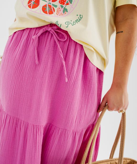 Jupe longue et ample en gaze de coton femme grande taille vue2 - GEMO (G TAILLE) - GEMO