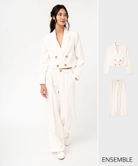 Ensemble tailleur pantalon écru pour femme  - GEMO