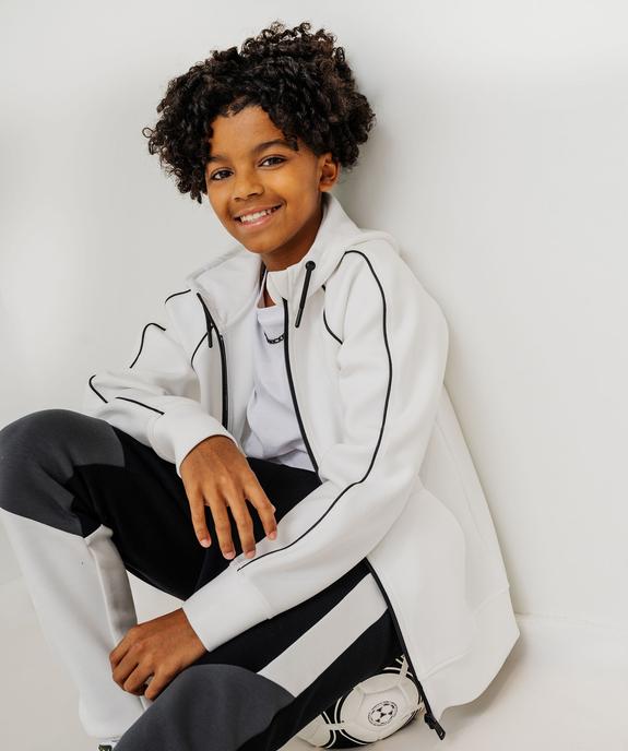 Sweat zippé à capuche avec liserés contrastants garçon vue1 - GEMO (JUNIOR) - GEMO