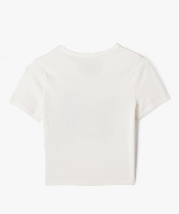 Tee-shirt manches courtes coupe courte imprimé fille vue3 - GEMO 4G FILLE - GEMO