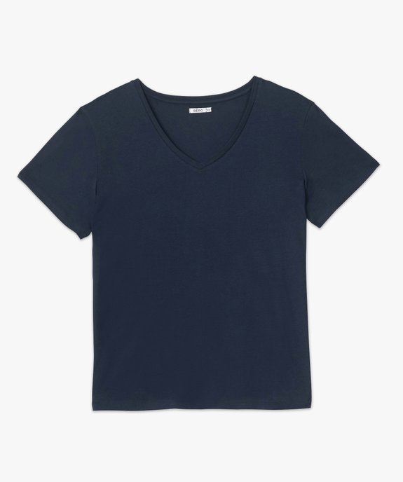 Tee-shirt femme grande taille à col V et manches courtes vue4 - GEMO (G TAILLE) - GEMO