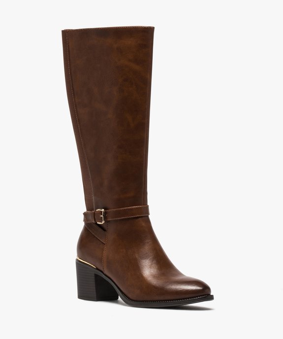 Bottes femme à talon dessus uni et détails métallisés vue2 - GEMO(URBAIN) - GEMO