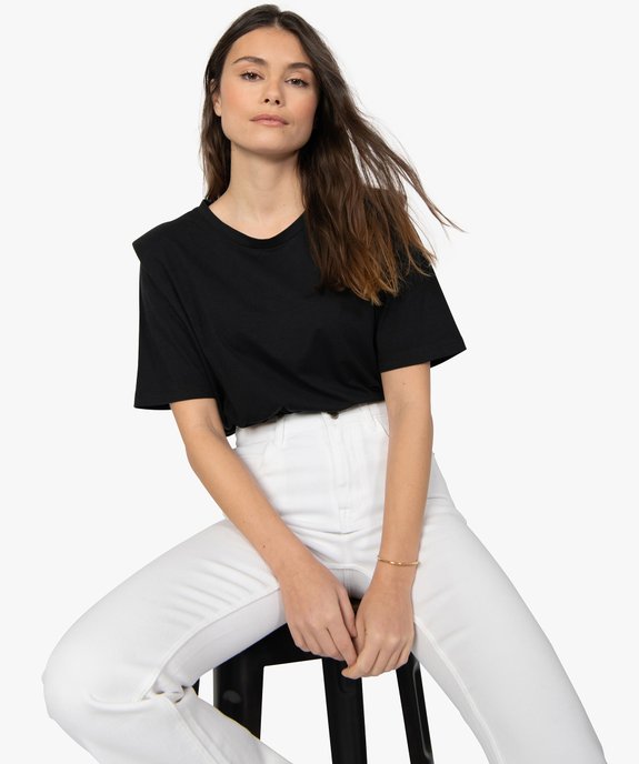 Tee-shirt femme à manches courtes et épaulettes vue1 - GEMO(FEMME PAP) - GEMO