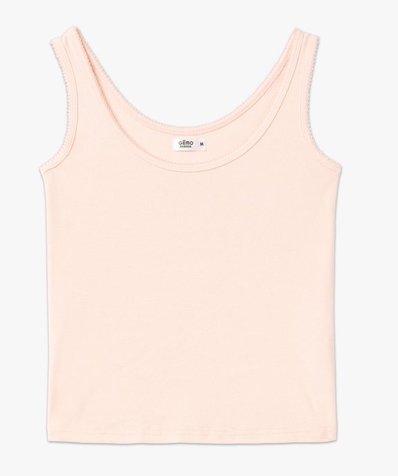Débardeur lingerie en maille côtelée femme vue4 - GEMO 4G FEMME - GEMO