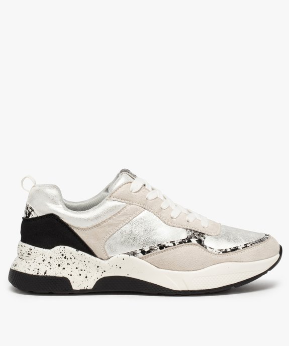 Baskets femme multimatières à détails métallisés vue2 - GEMO (SPORTSWR) - GEMO