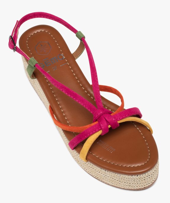 Sandales femme compensées à fines brides multicolores vue6 - GEMO(URBAIN) - GEMO