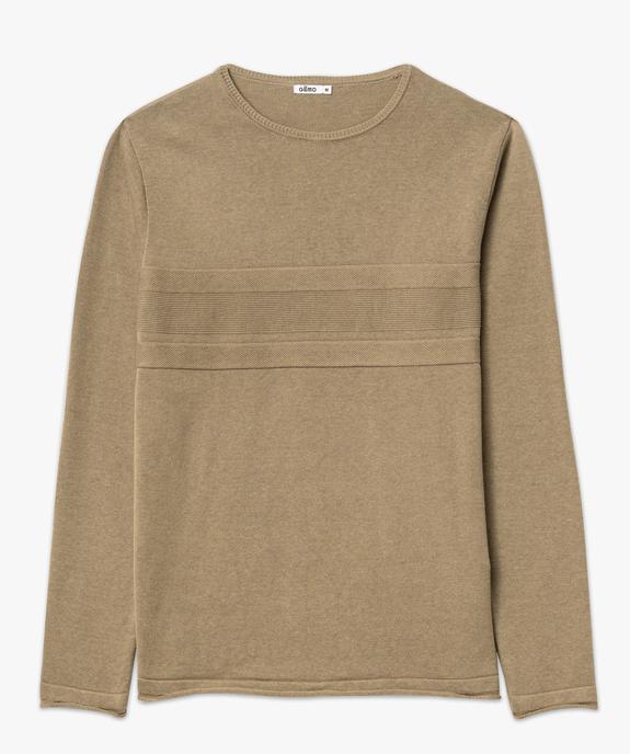 Pull en maille fine avec bandes sur la poitrine homme vue4 - GEMO (HOMME) - GEMO