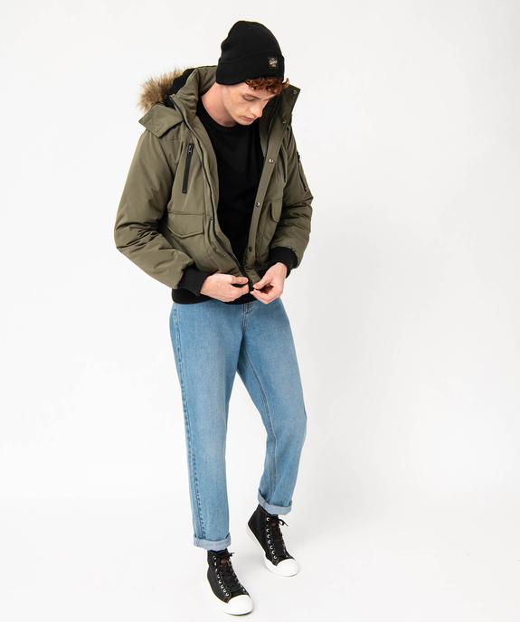 Blouson matelassé à capuche bordée de fourrure imitation homme vue5 - GEMO 4G HOMME - GEMO