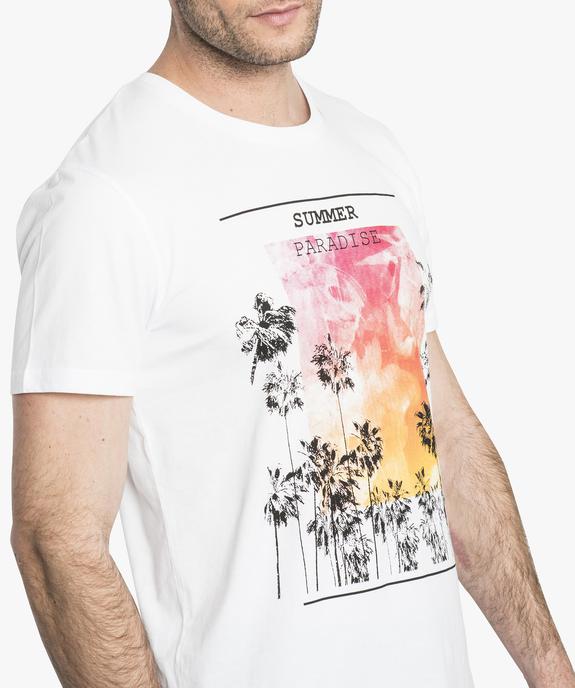 Tee-shirt uni à manches courtes et imprimé coloré vue2 - GEMO (HOMME) - GEMO
