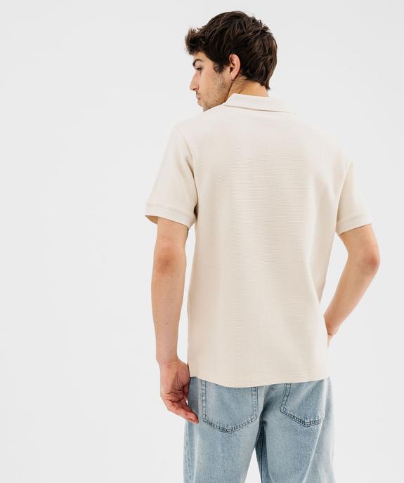 Polo manches courtes en maille nid d'abeille homme vue3 - GEMO (HOMME) - GEMO