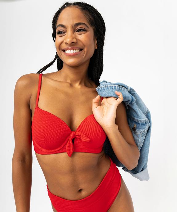 Haut de maillot de bain forme corbeille en maille gaufrée femme vue2 - GEMO (PLAGE) - GEMO