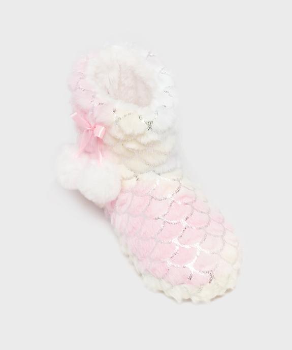 Chaussons boots avec motifs pailletés et pompons fille vue5 - GEMO 4G FILLE - GEMO