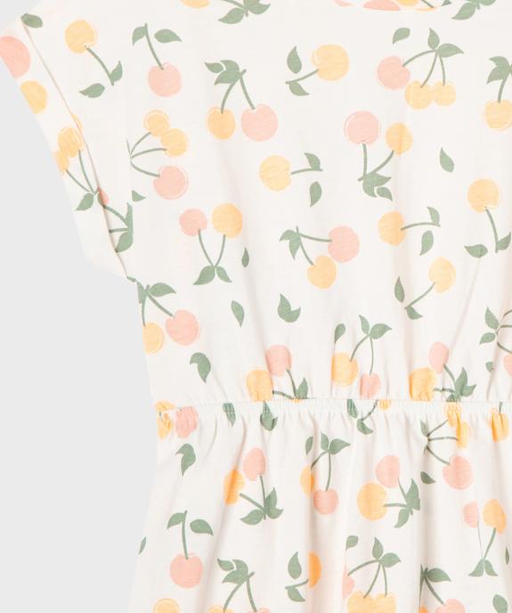 Robe à manches courtes imprimée en coton fille vue2 - GEMO 4G FILLE - GEMO