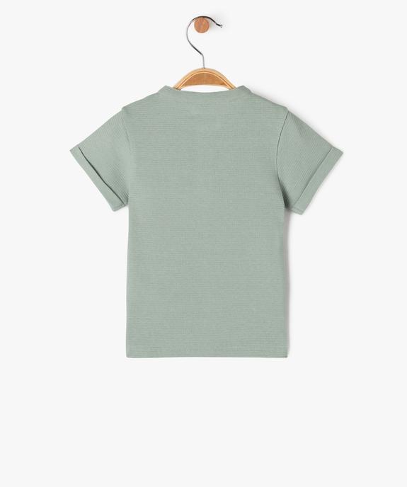 Tee-shirt manches courtes à col tunisien en maille nid d'abeille bébé garçon vue3 - GEMO(BEBE DEBT) - GEMO