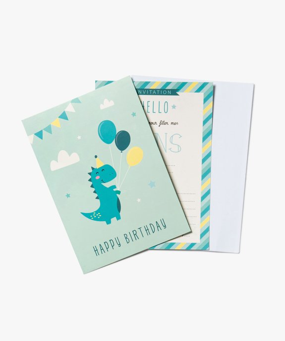Cartes d'invitation anniversaire motif dinosaures vue1 - GEMO (ENFANT) - GEMO