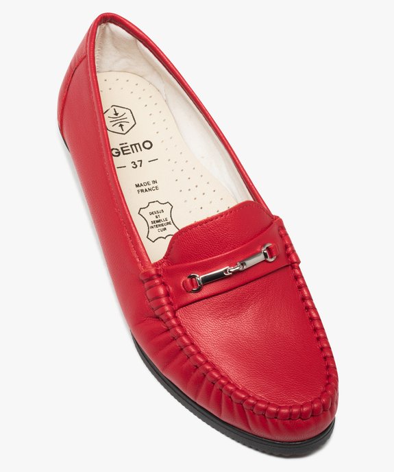 Mocassin femme confort à talon compensé dessus cuir uni vue5 - GEMO (CONFORT) - GEMO