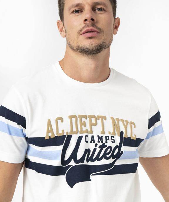 Tee-shirt manches courtes à rayures et inscriptions homme - Camps United vue6 - CAMPS GEMO FOR GOOD - GEMO
