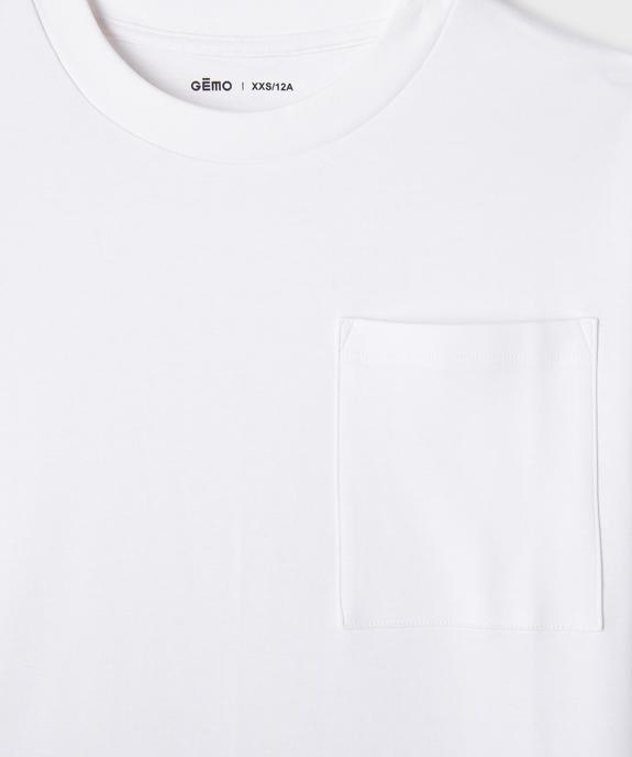 Tee-shirt manches courtes en jersey de coton à poche poitrine garçon vue2 - GEMO (JUNIOR) - GEMO