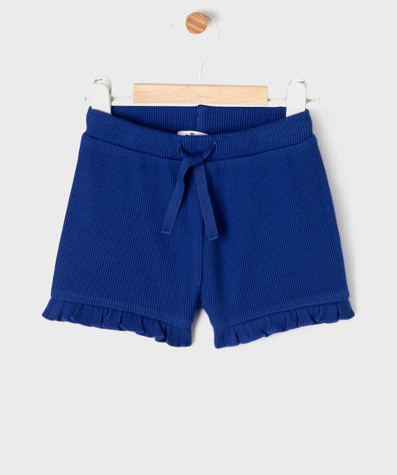 Short en maille gaufrée avec taille ajustable bébé fille vue1 - GEMO(BEBE DEBT) - GEMO
