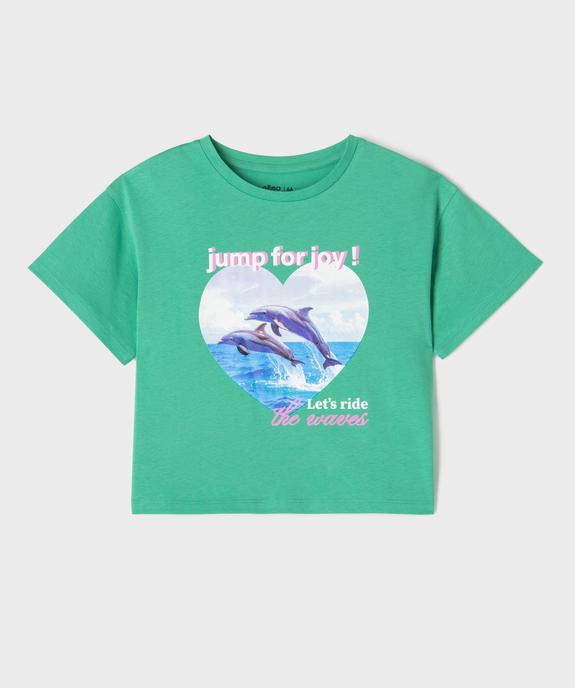 Tee-shirt manches courtes oversize à motif fille vue1 - GEMO 4G FILLE - GEMO