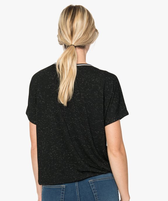 Tee-shirt femme ample à paillettes, col V et bas élastiqué vue3 - GEMO(FEMME PAP) - GEMO
