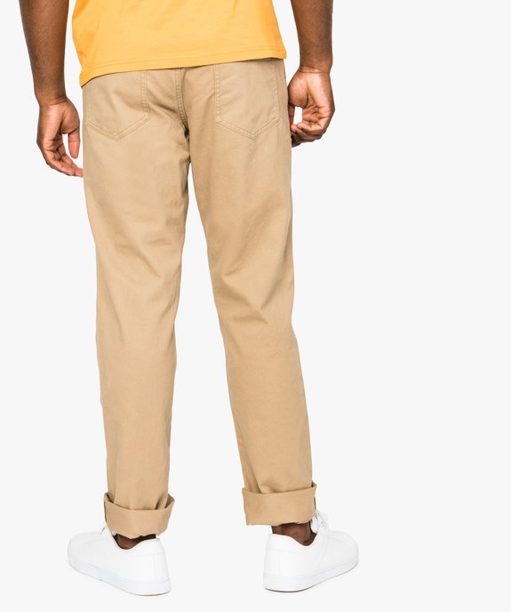 Pantalon homme 5 poches coupe regular en toile unie vue3 - GEMO (HOMME) - GEMO