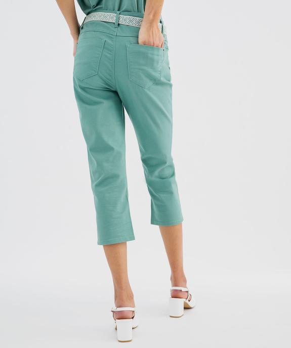 Pantacourt slim taille haute en coton stretch avec ceinture à nouer femme vue3 - GEMO 4G FEMME - GEMO