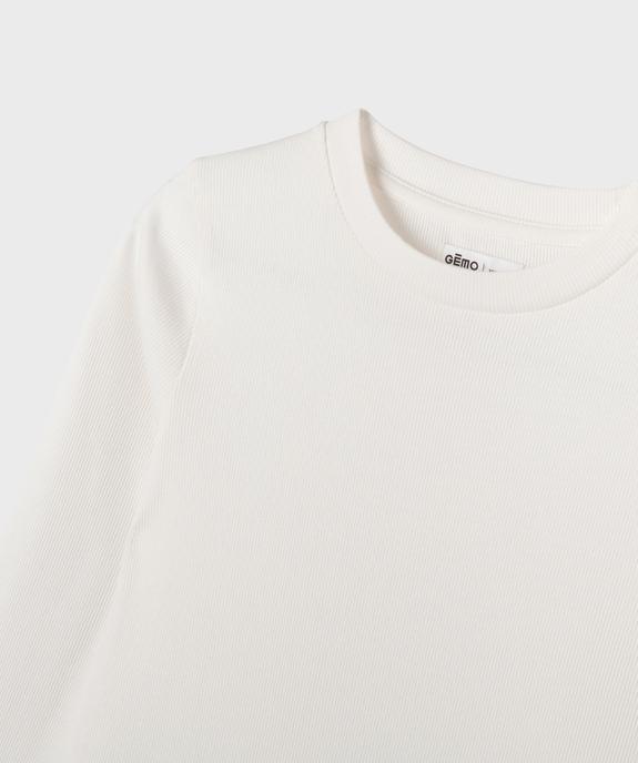 Tee-shirt manches longues uni en maille côtelée fille vue2 - GEMO 4G FILLE - GEMO