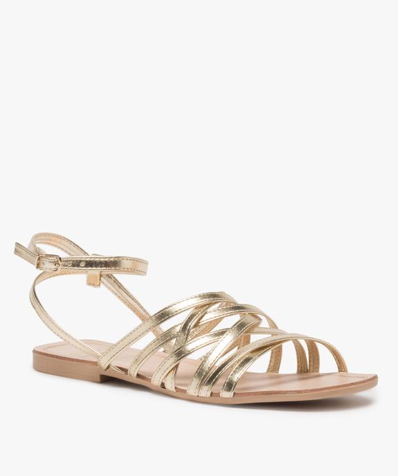 Sandales femme à talon plat et fines brides entrelacées dorées vue2 - GEMO (CASUAL) - GEMO
